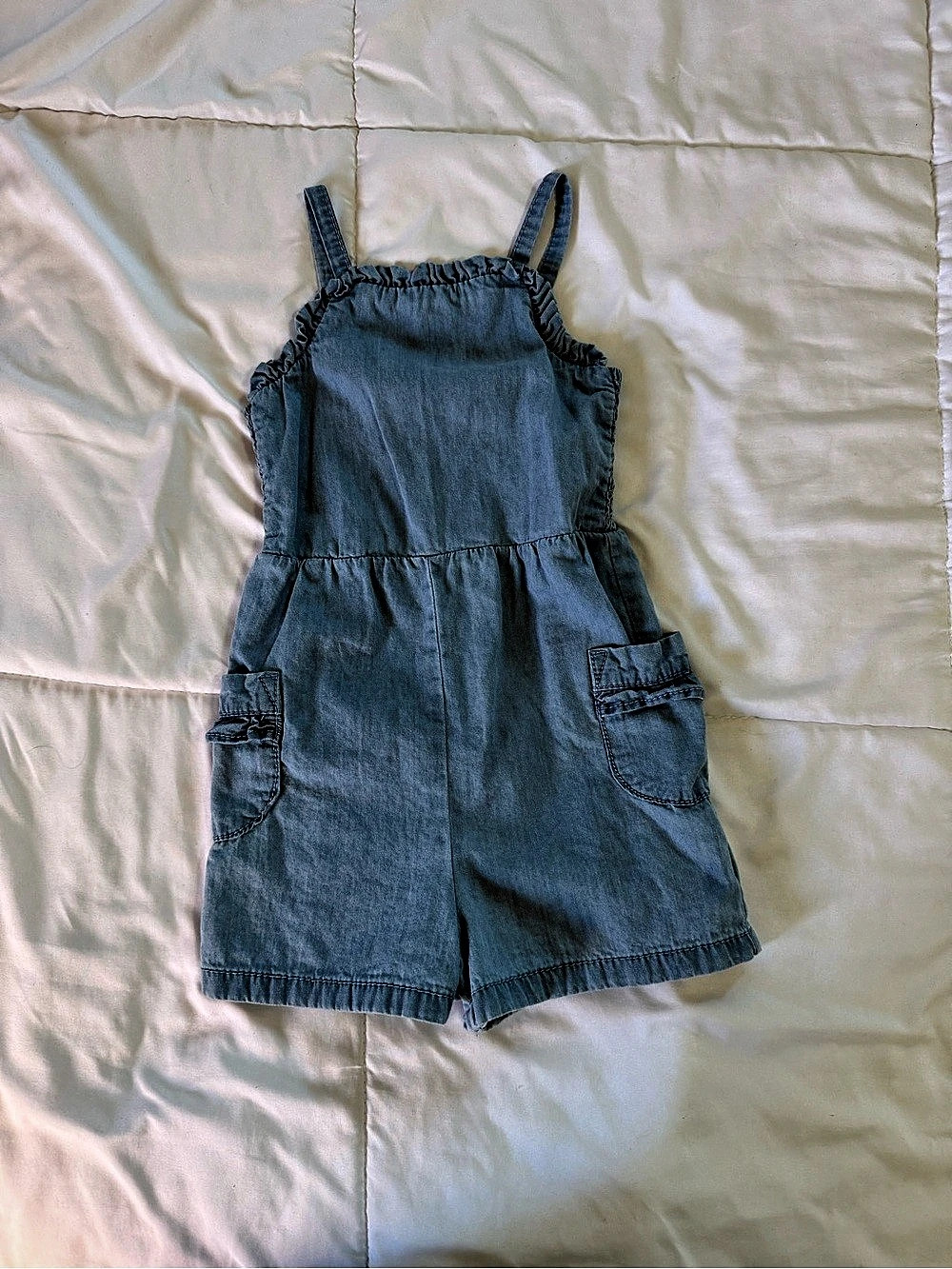 Cat & Jack Toddler Girls Denim Ruffle Romper Size 2T